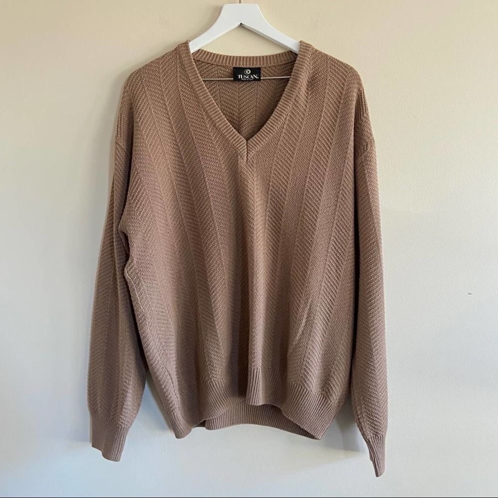 TUSCAN Men’s V-Neck Knit Sweater Made in Italy L